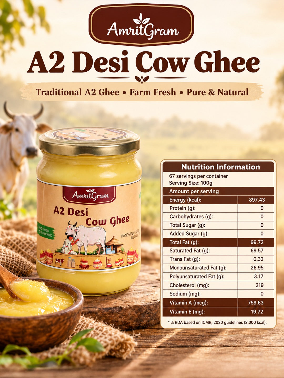 A2 Desi Cow Ghee - 500ml